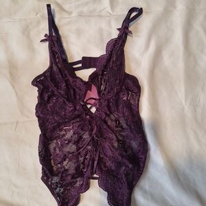 Elegant Purple Lace Bodysuit